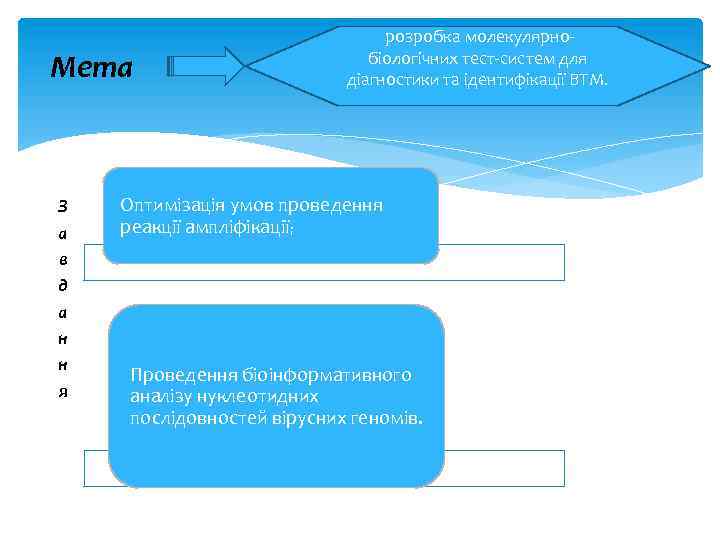 Мета З а в д а н н я розробка молекулярнобіологічних тест-систем для діагностики