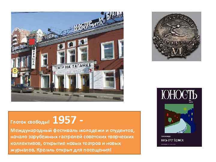 Глоток свободы! 1957 - Международный фестиваль молодежи и студентов, начало зарубежных гастролей советских творческих