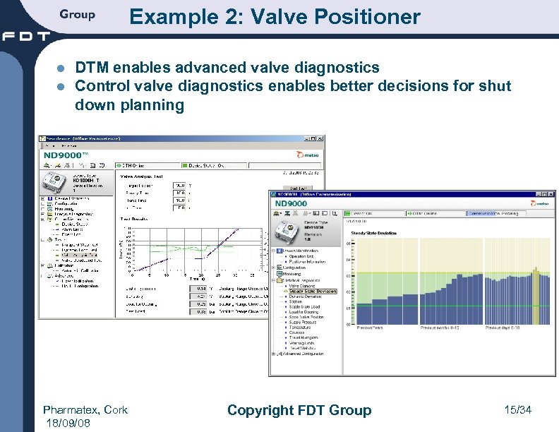 Example 2: Valve Positioner l l DTM enables advanced valve diagnostics Control valve diagnostics