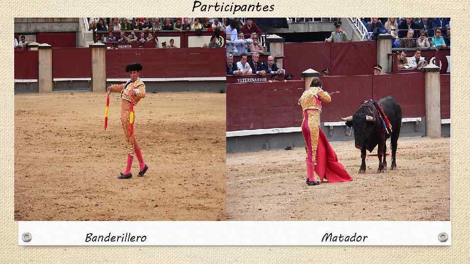 Participantes Banderillero Matador 