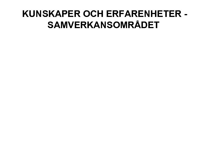 KUNSKAPER OCH ERFARENHETER SAMVERKANSOMRÅDET 