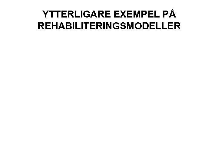 YTTERLIGARE EXEMPEL PÅ REHABILITERINGSMODELLER 