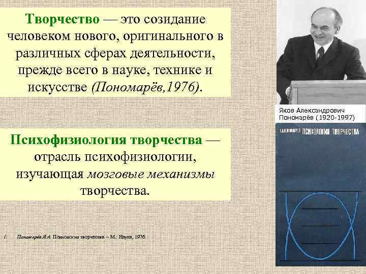 Творчество — это созидание человеком нового, оригинального в различных сферах деятельности, прежде всего в