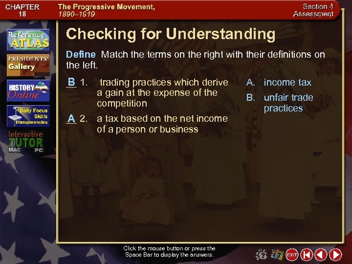 Checking for Understanding Define Match the terms on the right with their definitions on