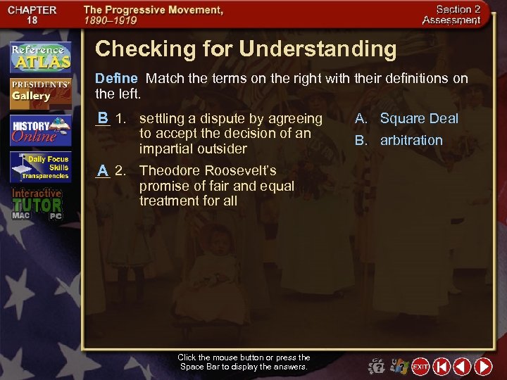 Checking for Understanding Define Match the terms on the right with their definitions on