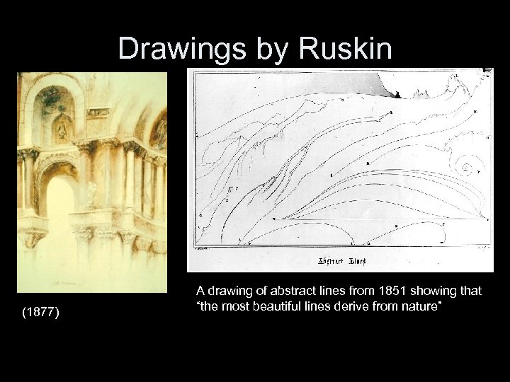 Drawings by Ruskin (1877) A drawing of abstract lines from 1851 showing that “the