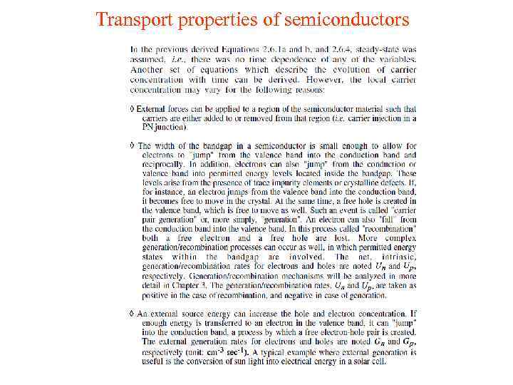 Transport properties of semiconductors 