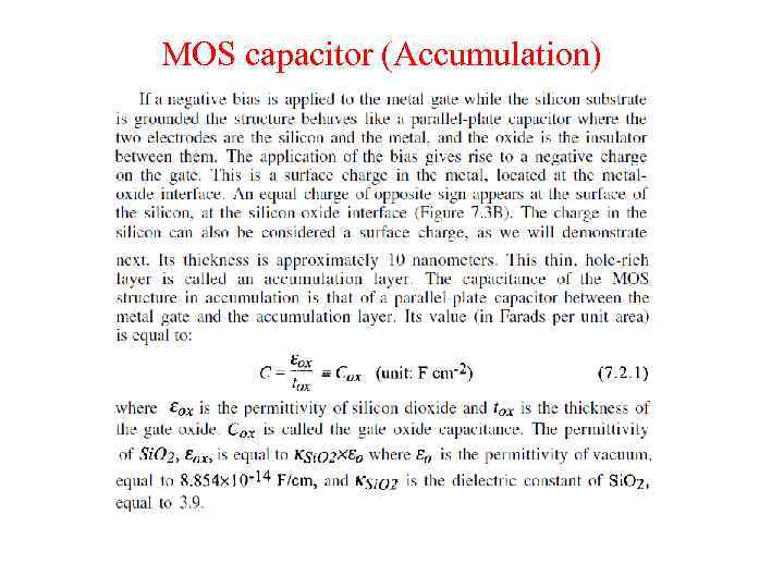 MOS capacitor (Accumulation) 