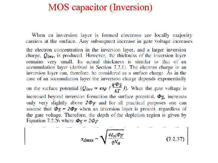 MOS capacitor (Inversion) 
