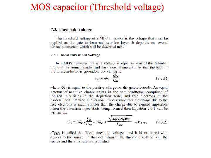 MOS capacitor (Threshold voltage) 