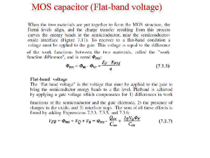 MOS capacitor (Flat-band voltage) 