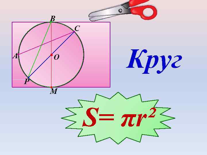 В С А О Круг Р М S= πr² 