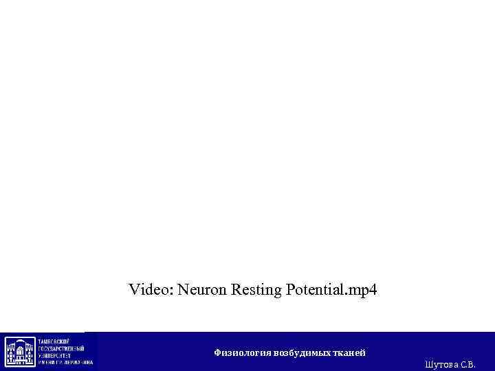 Video: Neuron Resting Potential. mp 4 Физиология возбудимых тканей Шутова С. В. 