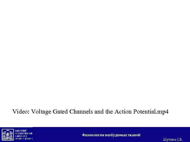Video: Voltage Gated Channels and the Action Potential. mp 4 Физиология возбудимых тканей Шутова