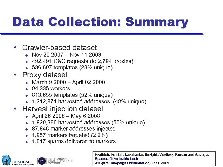 Data Collection: Summary • Crawler-based dataset u u u Nov 20 2007 – Nov