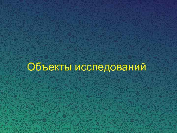 Объекты исследований 