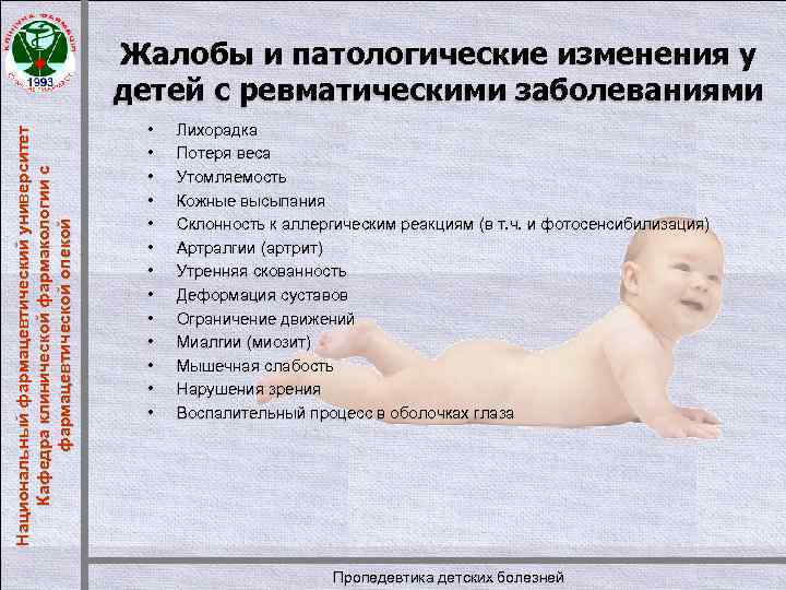 Национальный фармацевтический университет Кафедра клинической фармакологии с фармацевтической опекой Жалобы и патологические изменения у