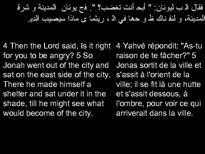 ﻓﻘﺎﻝ ﺍﻟ ﺏ ﻟﻴﻮﻧﺎﻥ: " ﺃﺒﺤ ﺃﻨﺖ ﺗﻐﻀﺐ؟ ". ﻓﺝ ﻳﻮﻧﺎﻥ ﺍﻟﻤﺪﻳﻨﺔ ﻭ