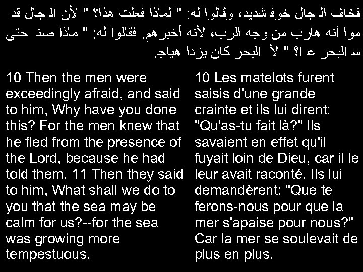  ﻓﺨﺎﻑ ﺍﻟ ﺟﺎﻝ ﺧﻮﻓ ﺷﺪﻳﺪ، ﻭﻗﺎﻟﻮﺍ ﻟﻪ: " ﻟﻤﺎﺫﺍ ﻓﻌﻠﺖ ﻫﺬﺍ؟ " ﻷﻦ