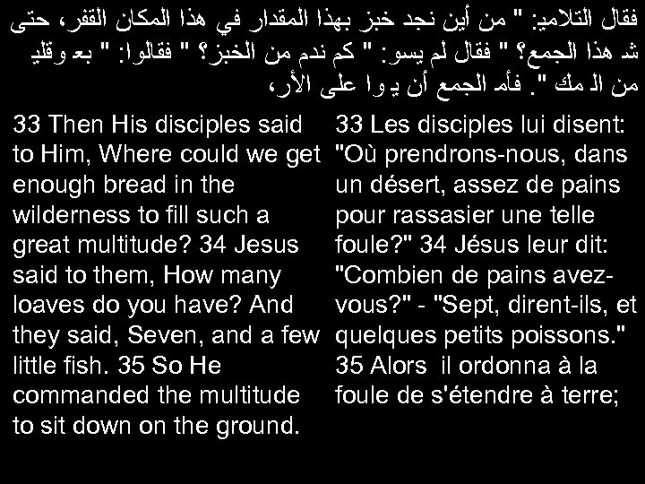  ﻓﻘﺎﻝ ﺍﻟﺘﻼﻣﻴ: " ﻣﻦ ﺃﻴﻦ ﻧﺠﺪ ﺧﺒﺰ ﺑﻬﺬﺍ ﺍﻟﻤﻘﺪﺍﺭ ﻓﻲ ﻫﺬﺍ ﺍﻟﻤﻜﺎﻥ ﺍﻟﻘﻔﺮ،