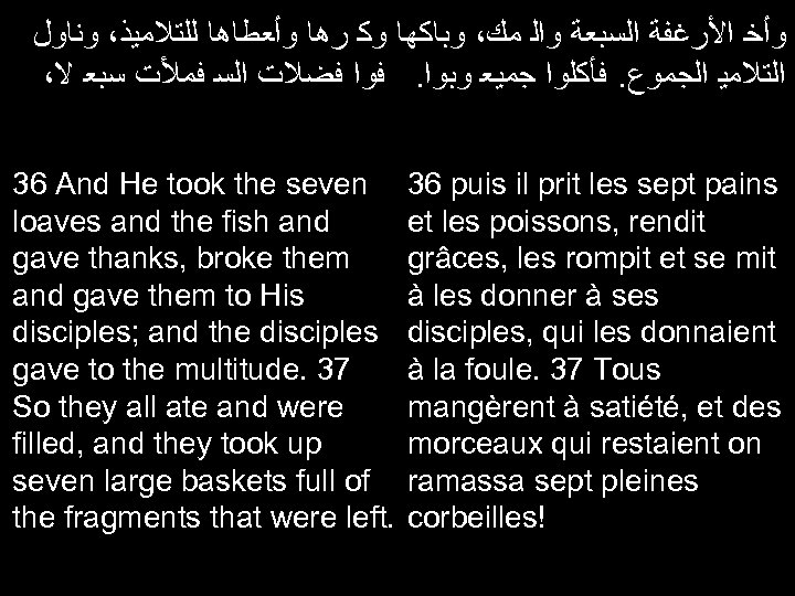  ﻭﺃﺨ ﺍﻷﺮﻏﻔﺔ ﺍﻟﺴﺒﻌﺔ ﻭﺍﻟ ﻣﻚ، ﻭﺑﺎﻛﻬﺎ ﻭﻛ ﺭﻫﺎ ﻭﺃﻌﻄﺎﻫﺎ ﻟﻠﺘﻼﻣﻴﺬ، ﻭﻧﺎﻭﻝ ، ﺍﻟﺘﻼﻣﻴ