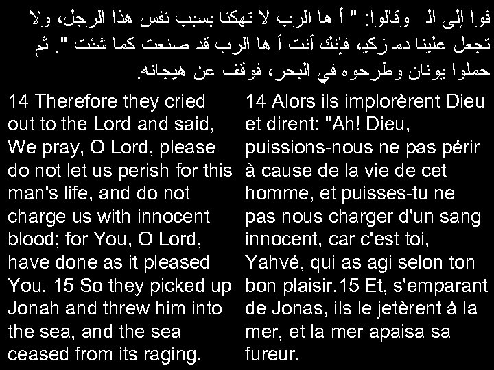  ﻓﻭﺍ ﺇﻟﻰ ﺍﻟ ﻭﻗﺎﻟﻮﺍ: " ﺃ ﻫﺎ ﺍﻟﺮﺏ ﻻ ﺗﻬﻛﻨﺎ ﺑﺴﺒﺐ ﻧﻔﺲ ﻫﺬﺍ