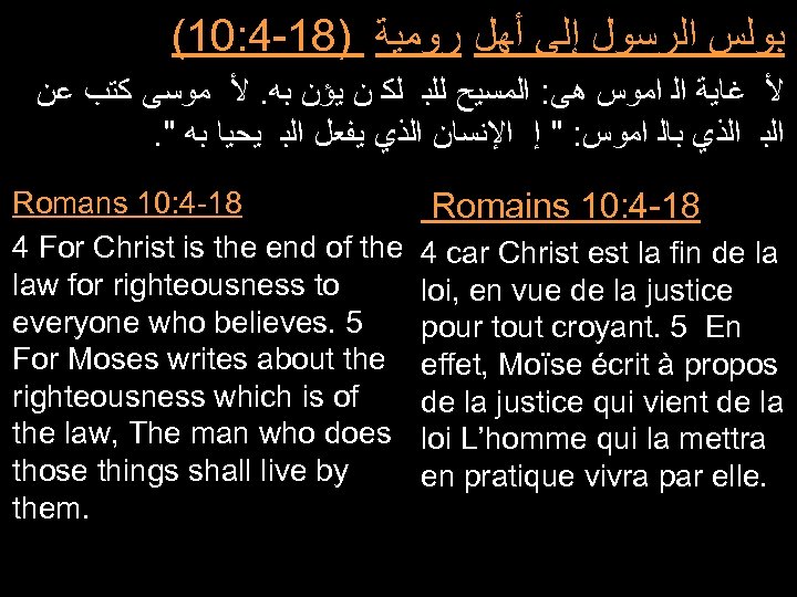 (10: 4 -18) ﺑﻮﻟﺲ ﺍﻟﺮﺳﻮﻝ ﺇﻟﻰ ﺃﻬﻞ ﺭﻭﻣﻴﺔ ﻷ ﻏﺎﻳﺔ ﺍﻟ ﺍﻣﻮﺱ ﻫﻰ: ﺍﻟﻤﺴﻴﺢ