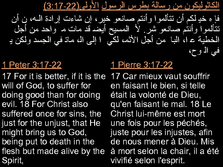 (3: 17 -22) ﺍﻟﻜﺎﺛﻮﻟﻴﻜﻮﻥ ﻣﻦ ﺭﺳﺎﻟﺔ ﺑﻄﺮﺱ ﺍﻟﺮﺳﻮﻝ ﺍﻷﻮﻟﻰ ﻓﺈ ﻩ ﺧﻴ ﻟﻜﻢ ﺃﻦ