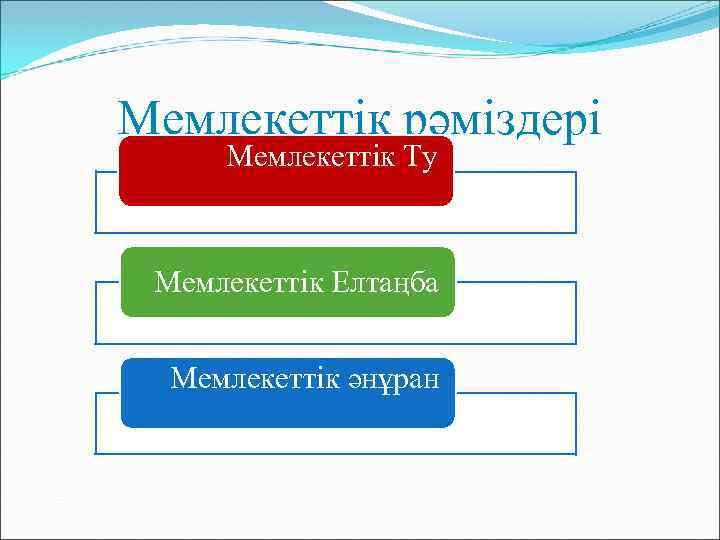 Мемлекеттік рәміздері Мемлекеттік Ту Мемлекеттік Елтаңба Мемлекеттік әнұран 