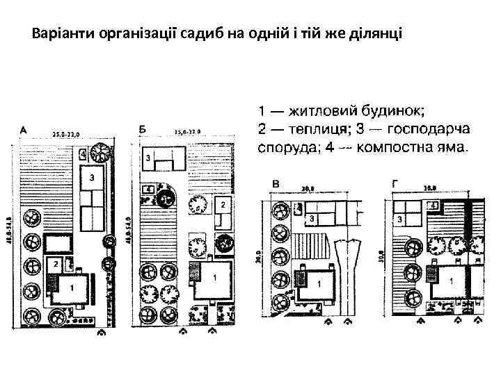 Варіанти організації садиб на одній і тій же ділянці 