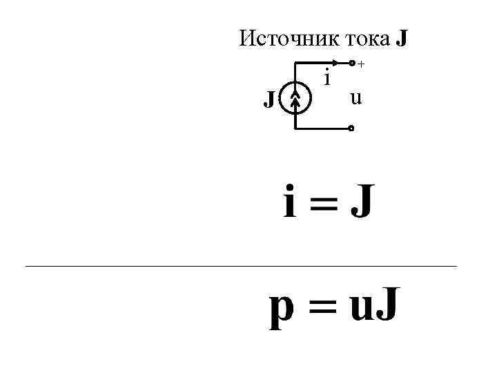 Источник тока J J i + u 