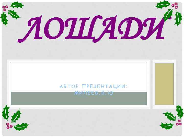 ЛОШАДИ АВТОР ПРЕЗЕНТАЦИИ: МИНЕЕВ. В. Ю 