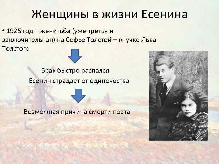 Женщины в жизни Есенина • 1925 год – женитьба (уже третья и заключительная) на