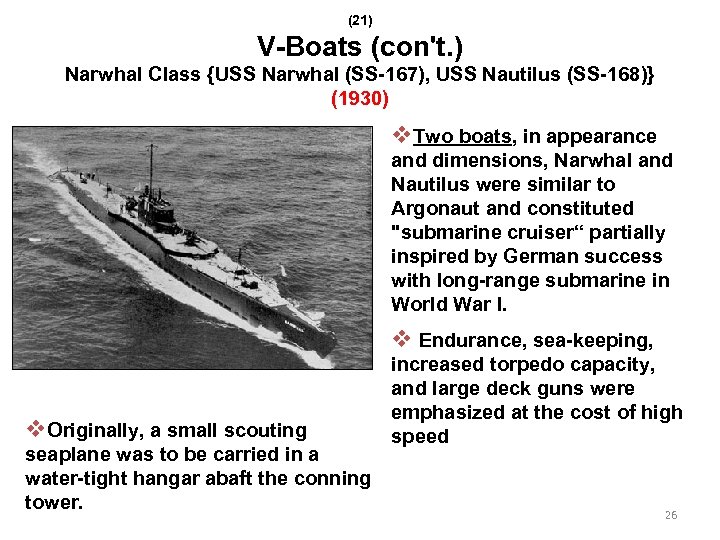 (21) V-Boats (con't. ) Narwhal Class {USS Narwhal (SS-167), USS Nautilus (SS-168)} (1930) v.