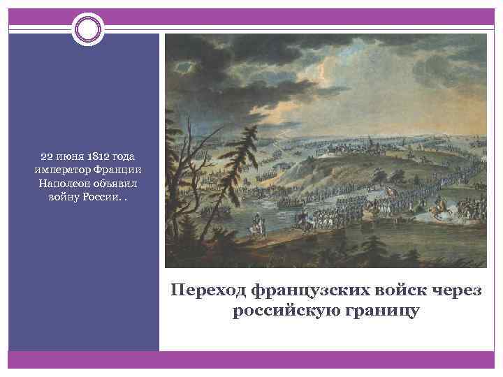 22 июня 1812 года император Франции Наполеон объявил войну России. . Переход французских войск