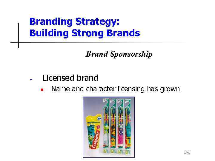 Branding Strategy: Building Strong Brands Brand Sponsorship • Licensed brand n Name and character