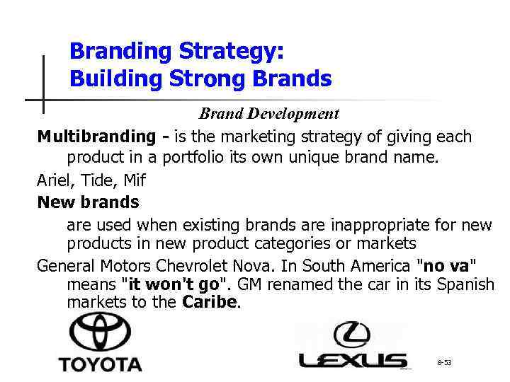 Branding Strategy: Building Strong Brands Brand Development Multibranding - is the marketing strategy of