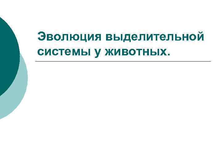 Эволюция выделительной системы у животных. 