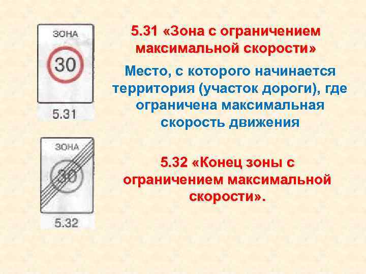 Максимальная скорость 30. Знак зона с ограничением максимальной скорости. 5.31 