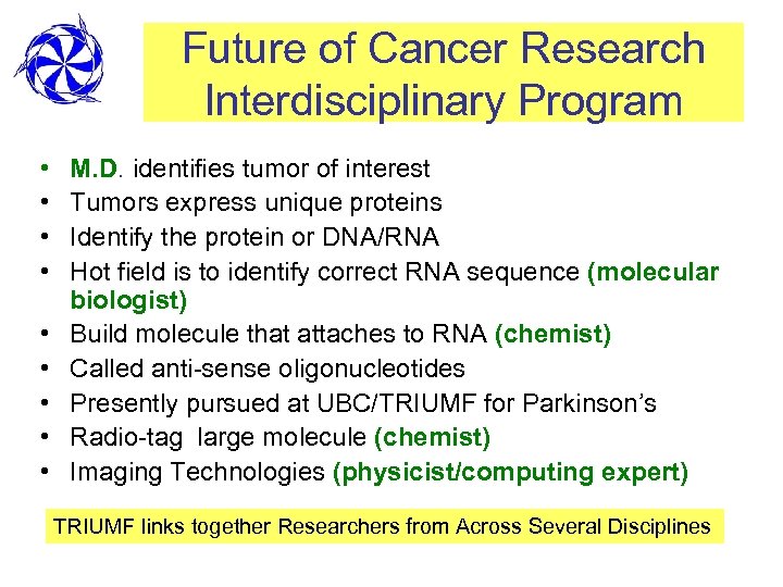 Future of Cancer Research Interdisciplinary Program • • • M. D. identifies tumor of