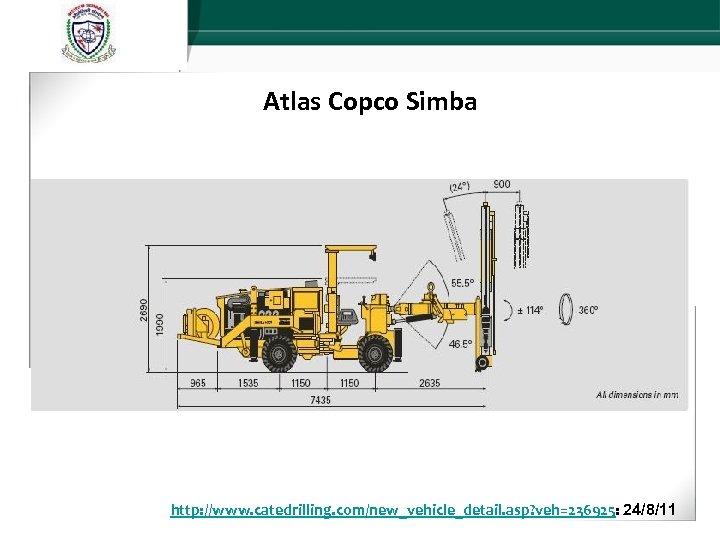Atlas Copco Simba http: //www. catedrilling. com/new_vehicle_detail. asp? veh=236925: 24/8/11 
