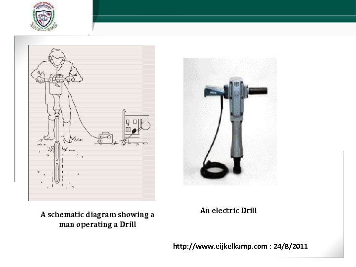 A schematic diagram showing a man operating a Drill An electric Drill http: //www.