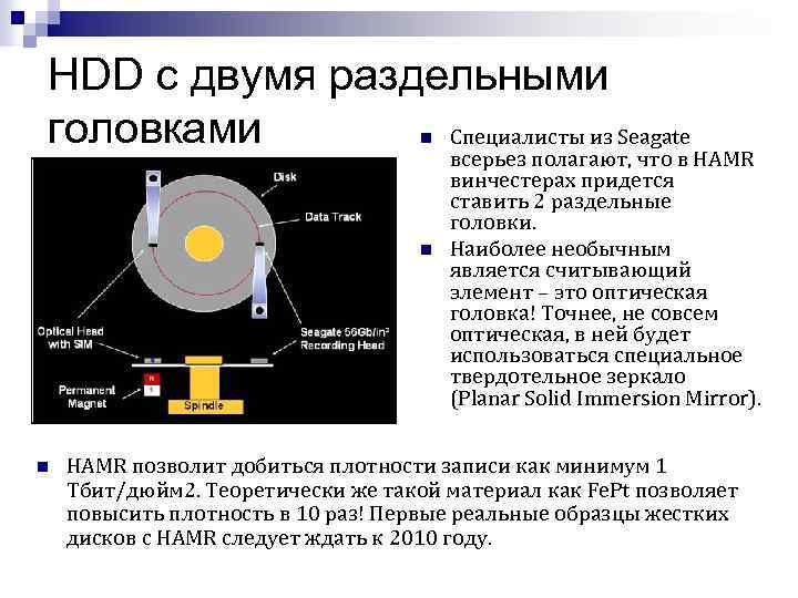 HDD с двумя раздельными головками Специалисты из Seagate n n n всерьез полагают, что