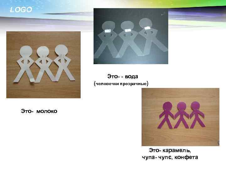 LOGO Это- - вода (человечки прозрачные) Это- молоко Это- карамель, чупа- чупс, конфета www.