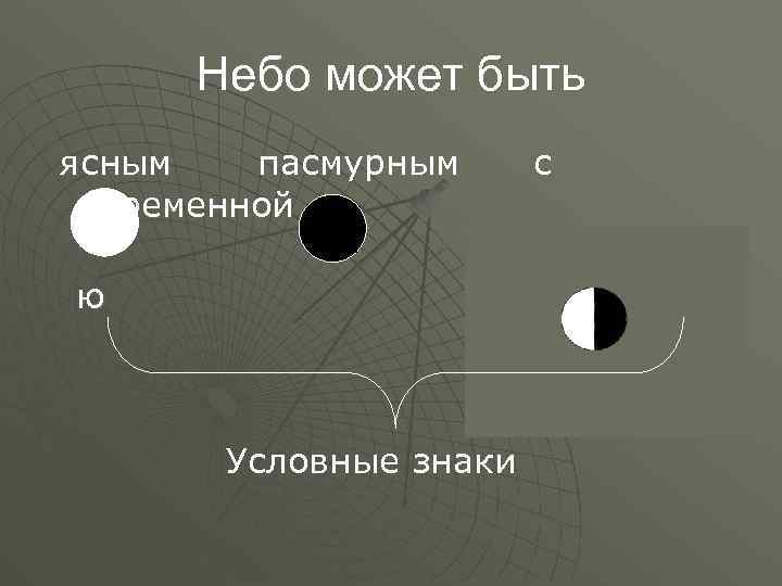 Небо может быть ясным пасмурным переменной ю с облачность Условные знаки 