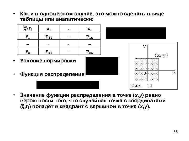  • Как и в одномерном случае, это можно сделать в виде таблицы или