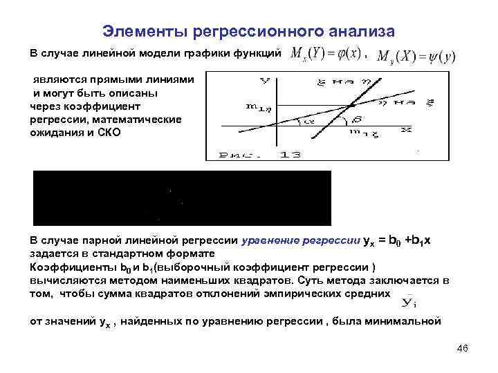 Элементы регрессионного анализа В случае линейной модели графики функций , являются прямыми линиями и