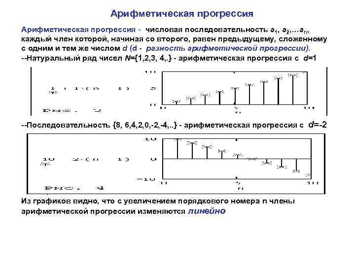 Арифметическая прогрессия - числовая последовательность a 1, a 2, …an, каждый член которой, начиная