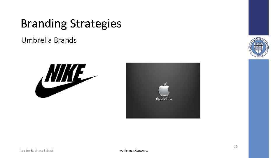 Branding Strategies Umbrella Brands 10 Lauder Business School Marketing II / Session 2 