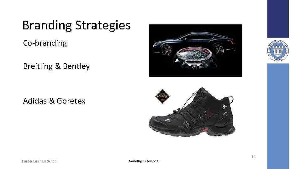 Branding Strategies Co-branding Breitling & Bentley Adidas & Goretex 13 Lauder Business School Marketing